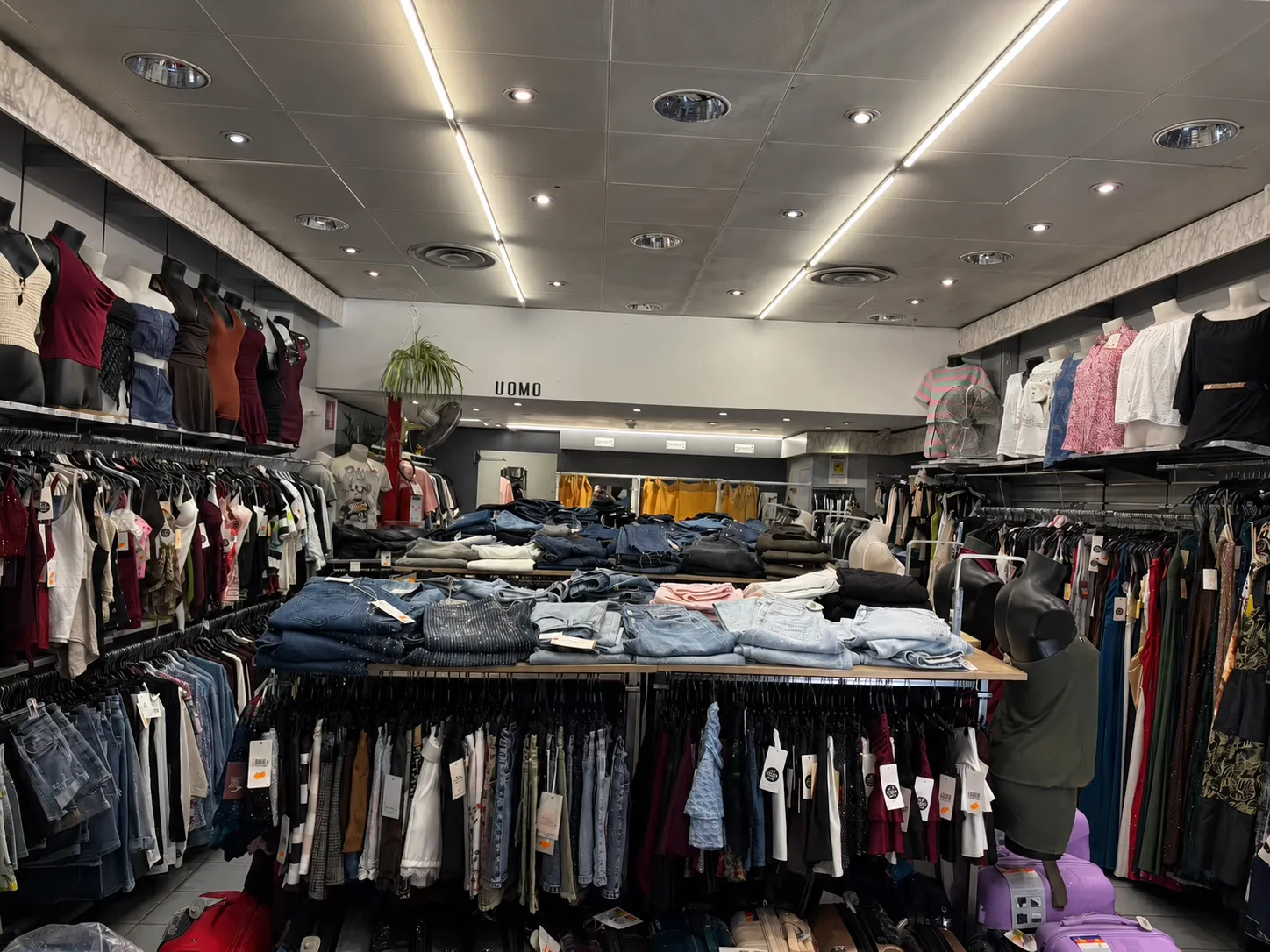 Interno del negozio Z&Y Fashion con capi esposti